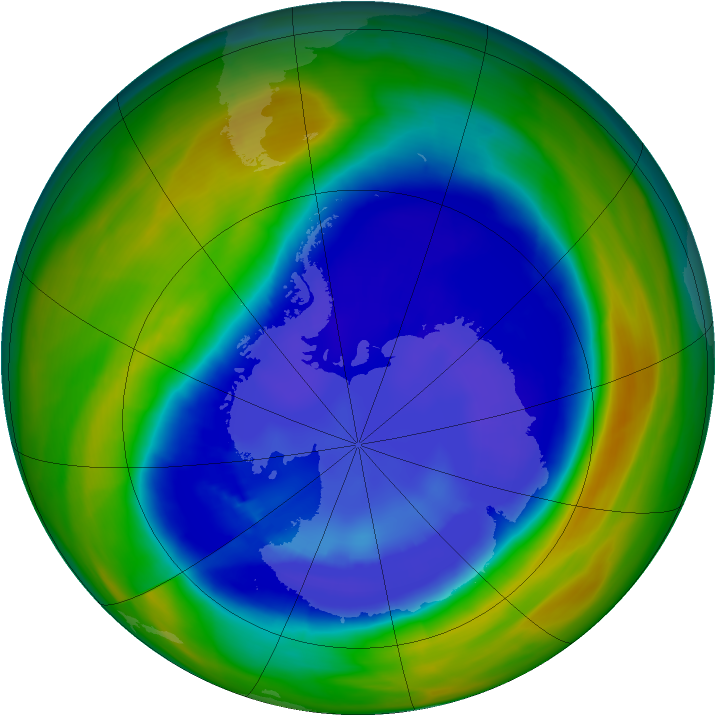 Antarctic ozone map for 04 September 2007